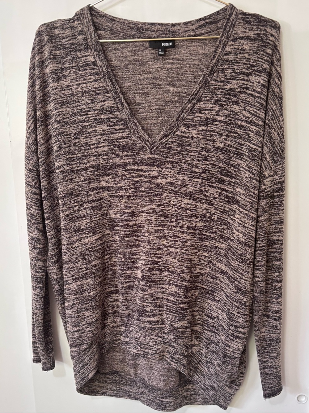 Wilfred| Aritzia| Marled Taupe/Gray Oversized Comfy Casual V-Neck Sweater Sz S